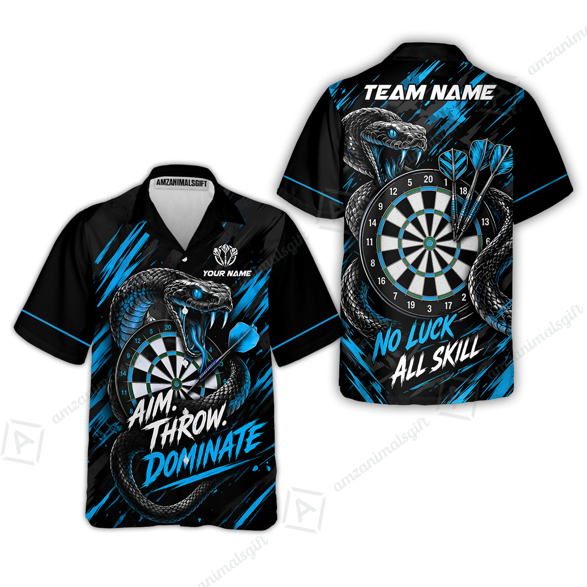 Customized Darts Team Jersey, Personalized Snake Darts Abstract Background Polo Shirt For Players With Name & Team Name