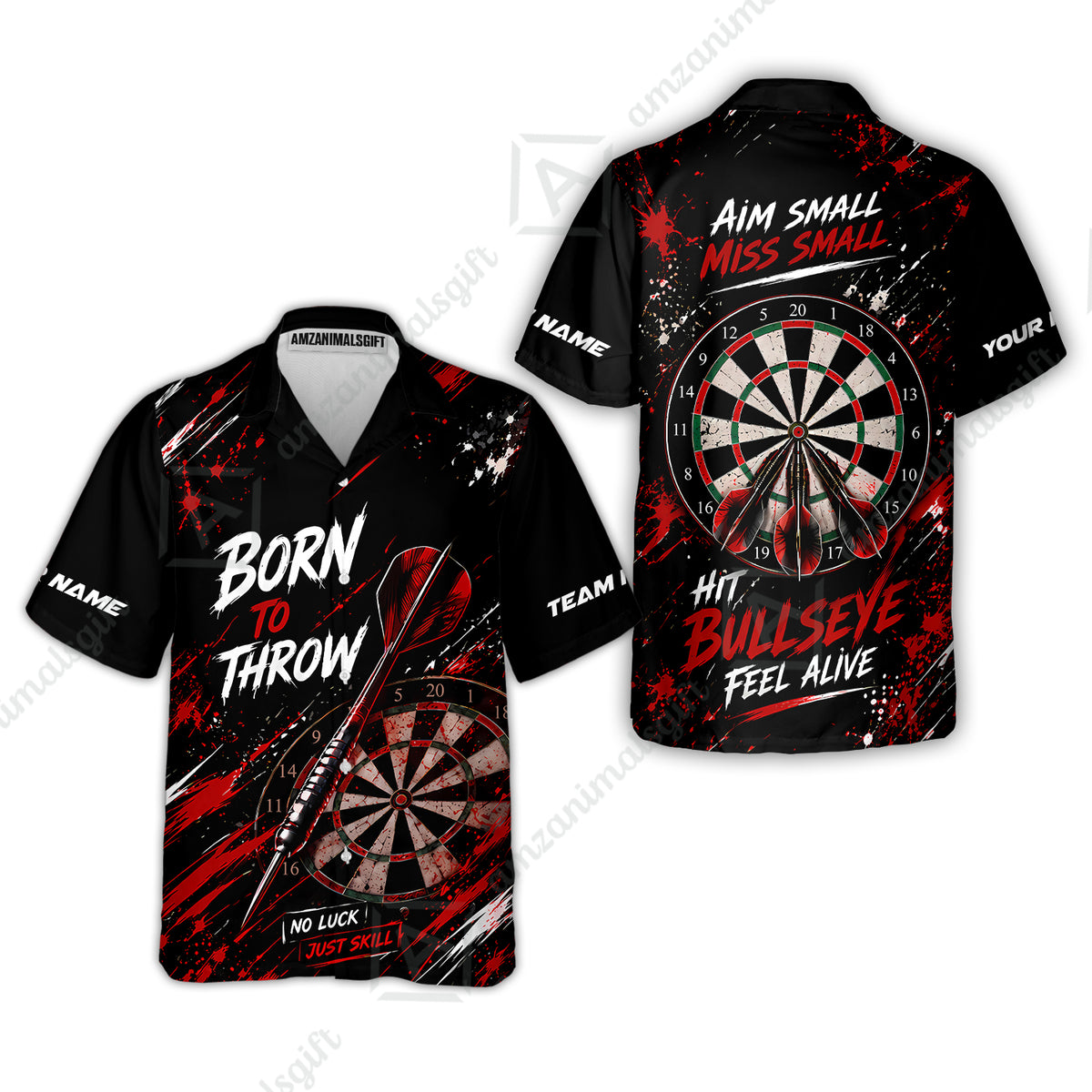 Customized Born To Throw No Luck Just Skill, Hit Bullseye Feel Alive Darts Jersey, Personalized Name And Team Name For Players