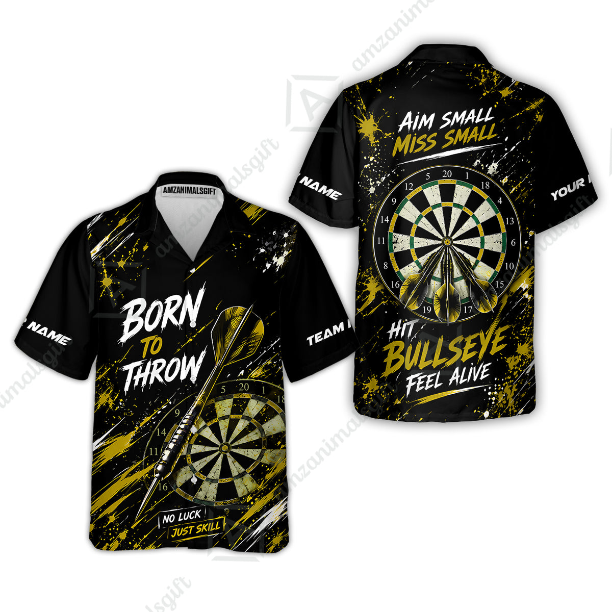 Customized Born To Throw No Luck Just Skill, Hit Bullseye Feel Alive Darts Jersey, Personalized Name And Team Name For Players