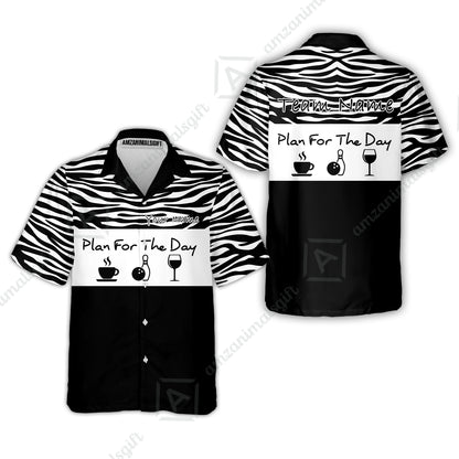 Custom Bowling Jersey Polo Shirt, Plan For The Day Zebra Pattern, Custom Bowling Jersey Team Shirt For Players With Name & Team Name