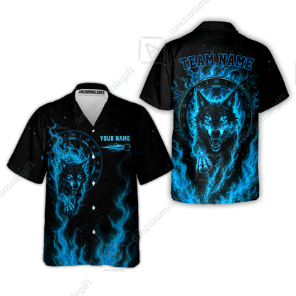 Customized Fire Wolf Dartboard Multicolor Darts Jersey, Personalized Name And Team Name For Players