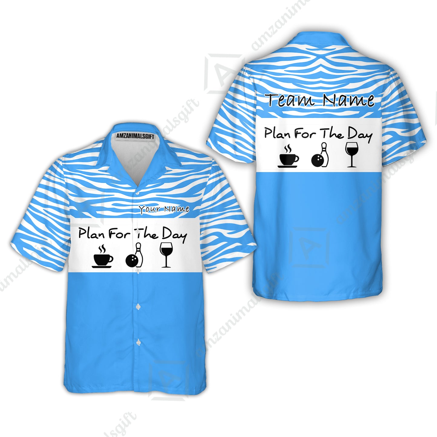 Custom Bowling Jersey Polo Shirt, Plan For The Day Zebra Pattern, Custom Bowling Jersey Team Shirt For Players With Name & Team Name
