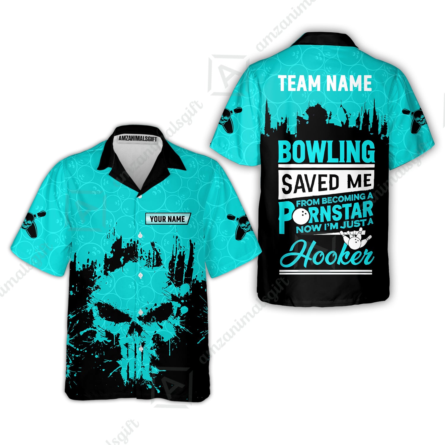 Hawaiian Shirt||Cyan