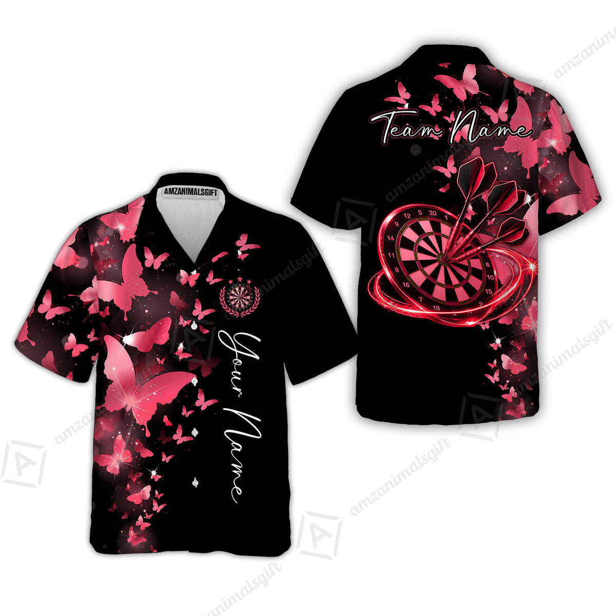 Customized Butterfly Elegant Sparkling Multicolor Darts Jersey, Personalized Name And Team Name For Players