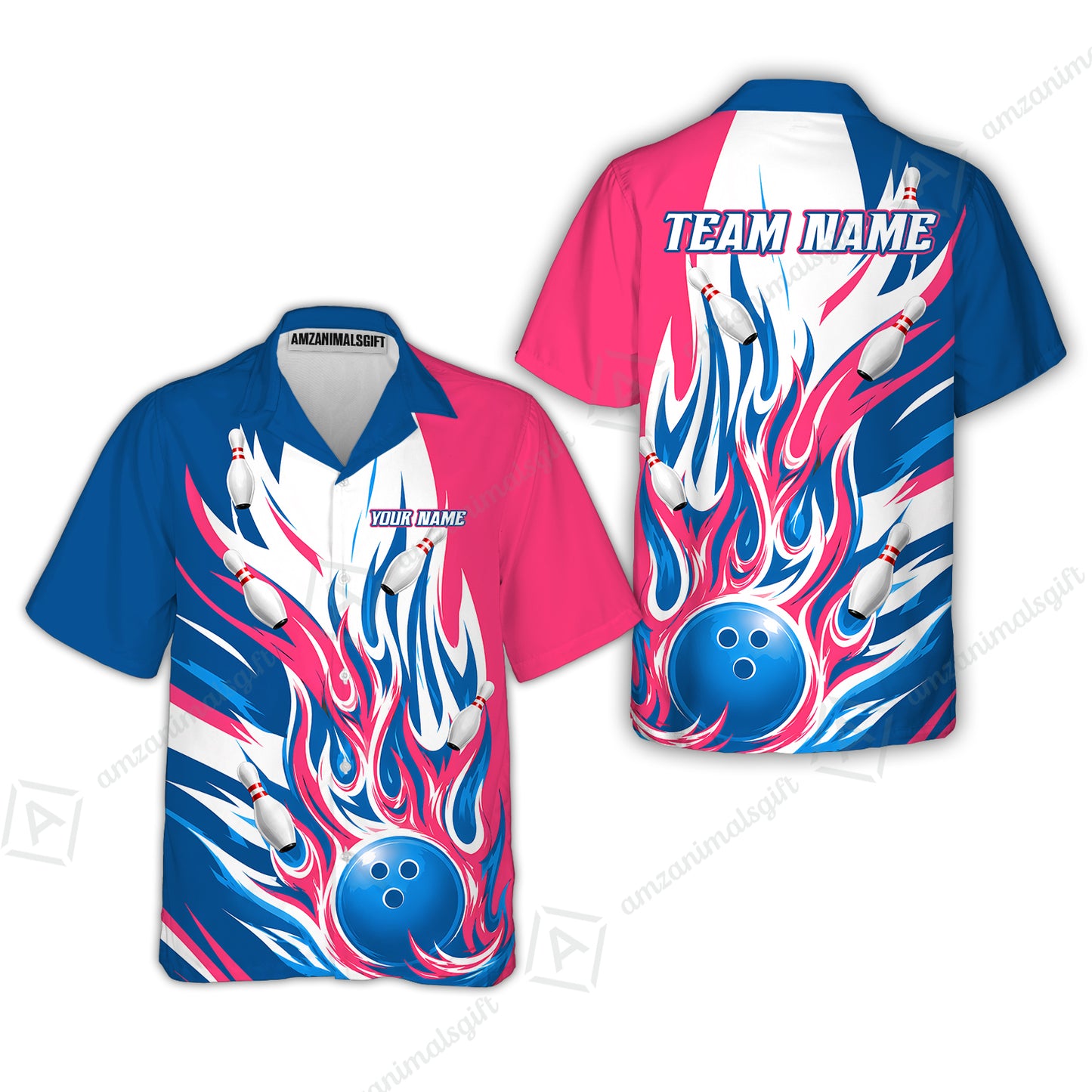 Hawaiian Shirt||Pink Cyan