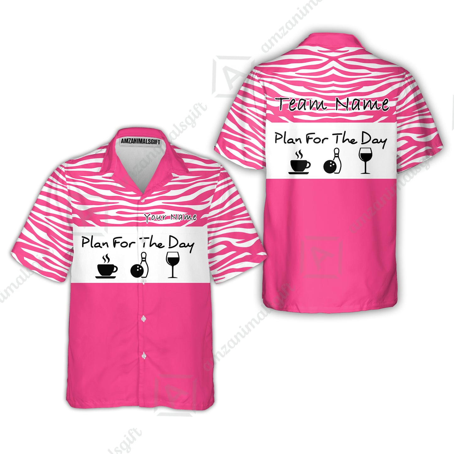 Custom Bowling Jersey Polo Shirt, Plan For The Day Zebra Pattern, Custom Bowling Jersey Team Shirt For Players With Name & Team Name