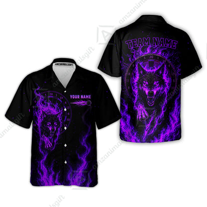 Customized Fire Wolf Dartboard Multicolor Darts Jersey, Personalized Name And Team Name For Players
