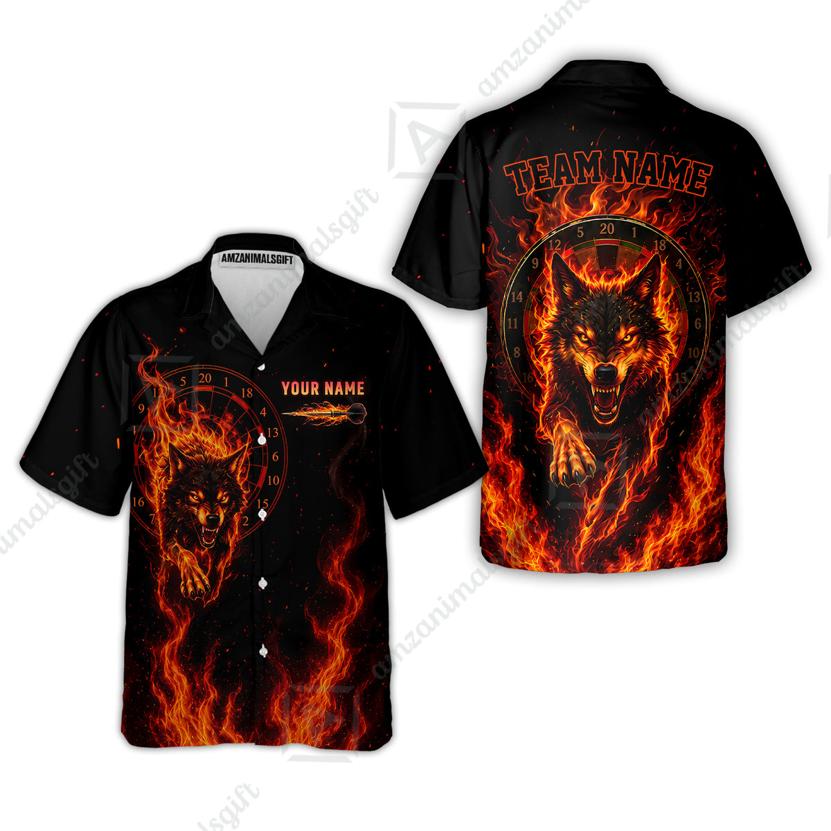 Customized Fire Wolf Dartboard Multicolor Darts Jersey, Personalized Name And Team Name For Players
