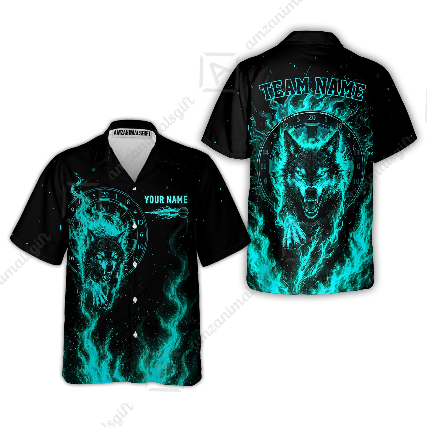 Customized Fire Wolf Dartboard Multicolor Darts Jersey, Personalized Name And Team Name For Players