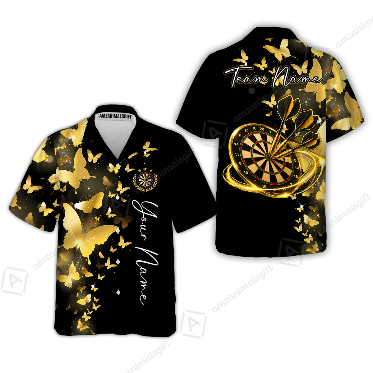 Customized Butterfly Elegant Sparkling Multicolor Darts Jersey, Personalized Name And Team Name For Players