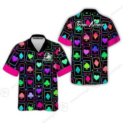 Custom Bowling Jersey Polo Shirt, Cards Neon Bowling, Custom Bowling Jersey Team Shirt For Players With Name and Team Name
