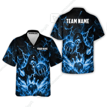 Custom Bowling Jersey Polo Shirt, Lightning Grim Reaper, Custom Bowling Jersey Team Shirt For Players With Name & Team Name