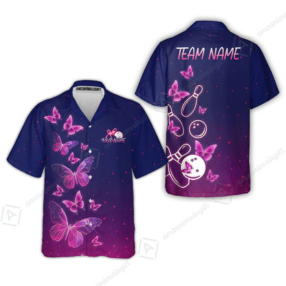 Custom Bowling Jersey Polo Shirt, Neon Butterfly Bowling, Custom Bowling Jersey Team Shirt