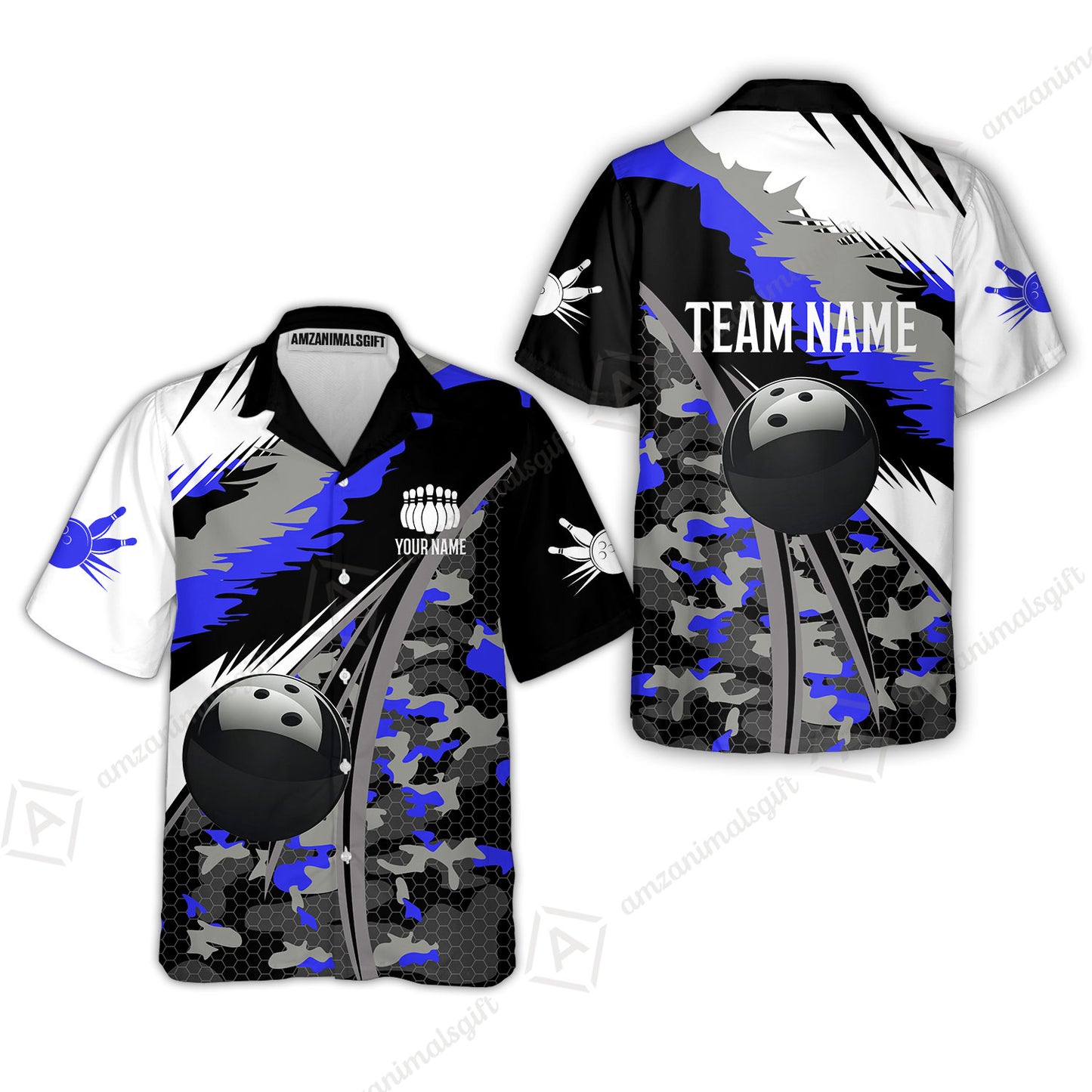 Custom Bowling Team Jersey, Personalized Long Sleeve Jersey Shirt Camo Bowling Shirt with Name & Team Name