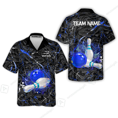 Customized Bowling Unisex Polo Shirt, Swirling Marbled Pattern Vibrant Veins, Bowling Uniforms, Personalized Name And Team Name