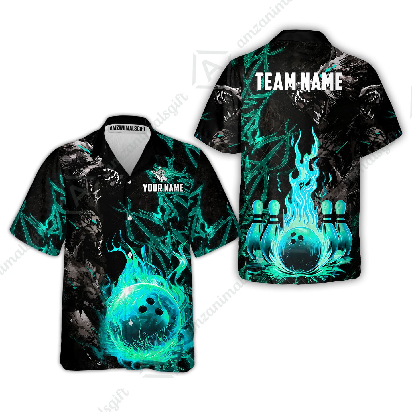 Custom Bowling Jersey Polo Shirt, Hellfire Werewolf & Crimson Strike, Custom Bowling Jersey Team Shirt For Players With Name & Team Name