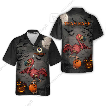 Customized Halloween Zombie Flamingo Bowling Jersey, Custom Name And Team Name For Bowlers