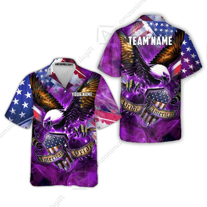 Custom Bowling Jersey Polo Shirt, American Pride Eagle, Personalized Name & Team Name