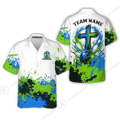 Custom Bowling Jersey Polo Shirt, Splash Pain Bowling Cross Colorful, Custom Bowling Jersey Team Shirt For Players With Name & Team Name