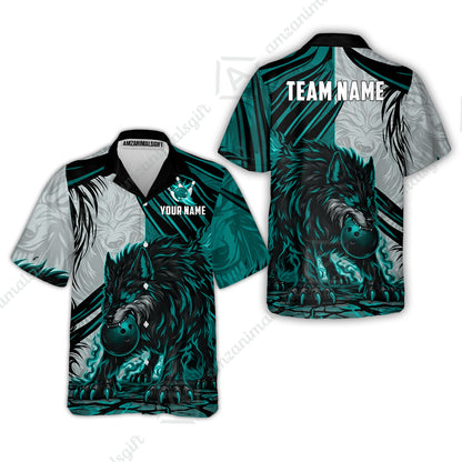 Custom Bowling Jersey Polo Shirt, Lone Wolf Strike & Emerald Frost, Custom Bowling Jersey Team Shirt For Players With Name & Team Name