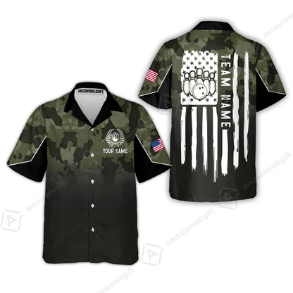 Custom Bowling Polo Shirt, Distressed American Flag Bowling Custom Bowling Polo Team Shirt For Players With Name & Team Name