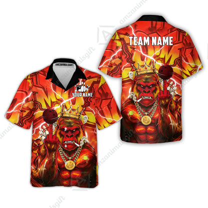 Custom Bowling Jersey Polo Shirt, Rebellious Gorilla King & Street Graffiti, Custom Bowling Jersey Team Shirt For Players With Name & Team Name