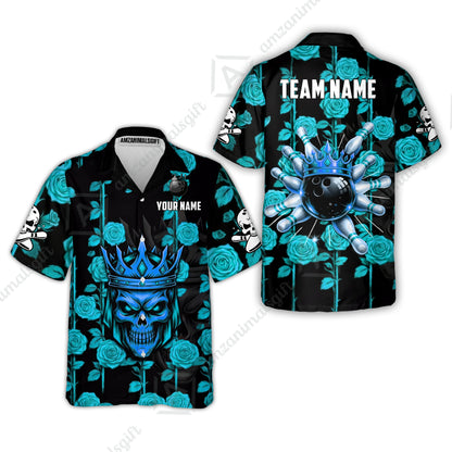Custom Bowling Jersey Polo Shirt, Royal Skull Bowling, Custom Bowling Jersey Team Shirt For Players With Name & Team Name