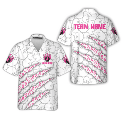 Customized Bowling Jersey, Pink Ribbon and Bowling , Uniform Bowling - Personalized Name And Team Name