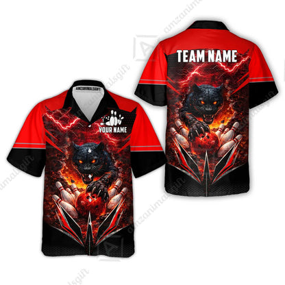 Custom Bowling Jersey Polo Shirt, Electric Panther Bowling, Personalized Name & Team Name