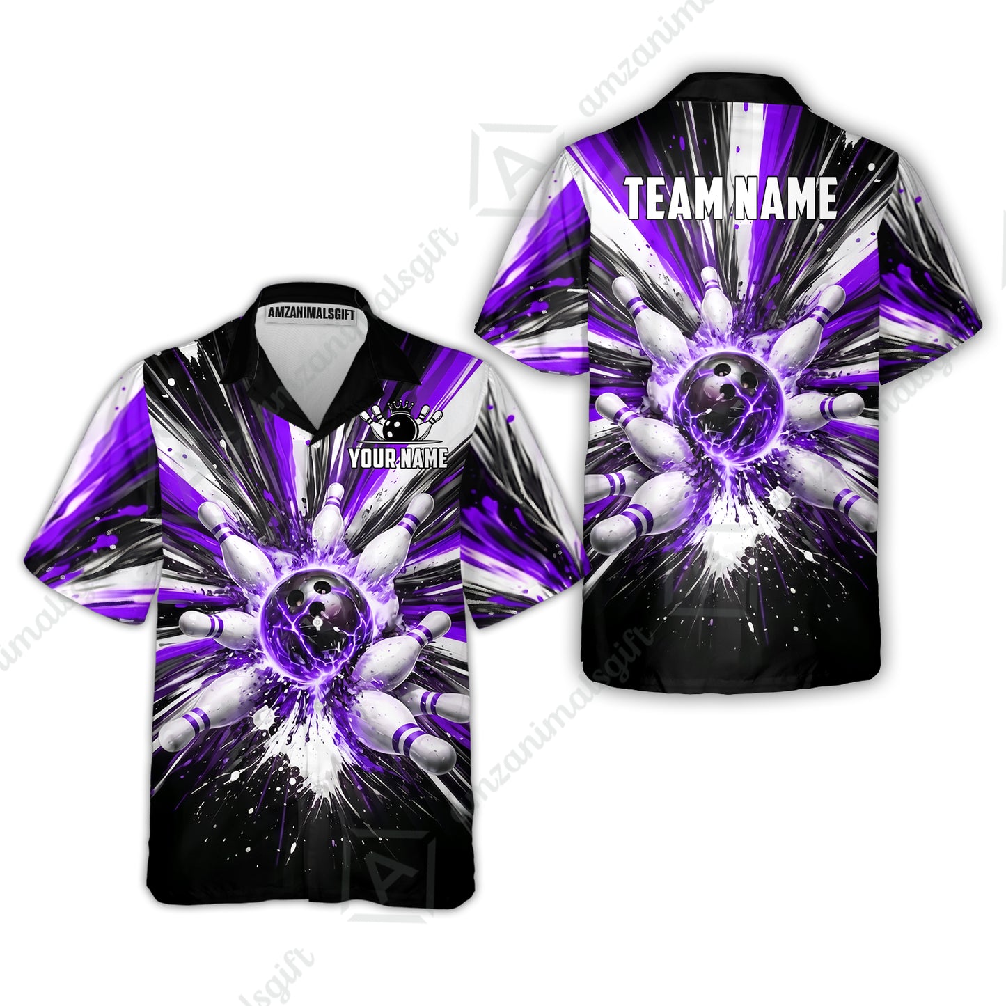 Custom Bowling Jersey Polo Shirt, Electric Burst Explosion, Custom Bowling Jersey Team Shirt For Players With Name and Team Name