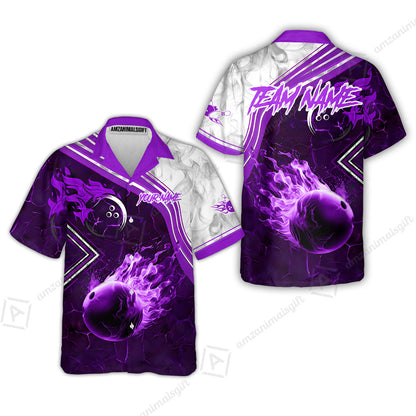 Customized Bowling Unisex Polo Shirt, Fire & Smoke Bowling Ball, Bowling Uniform - Personalized Name And Team Name