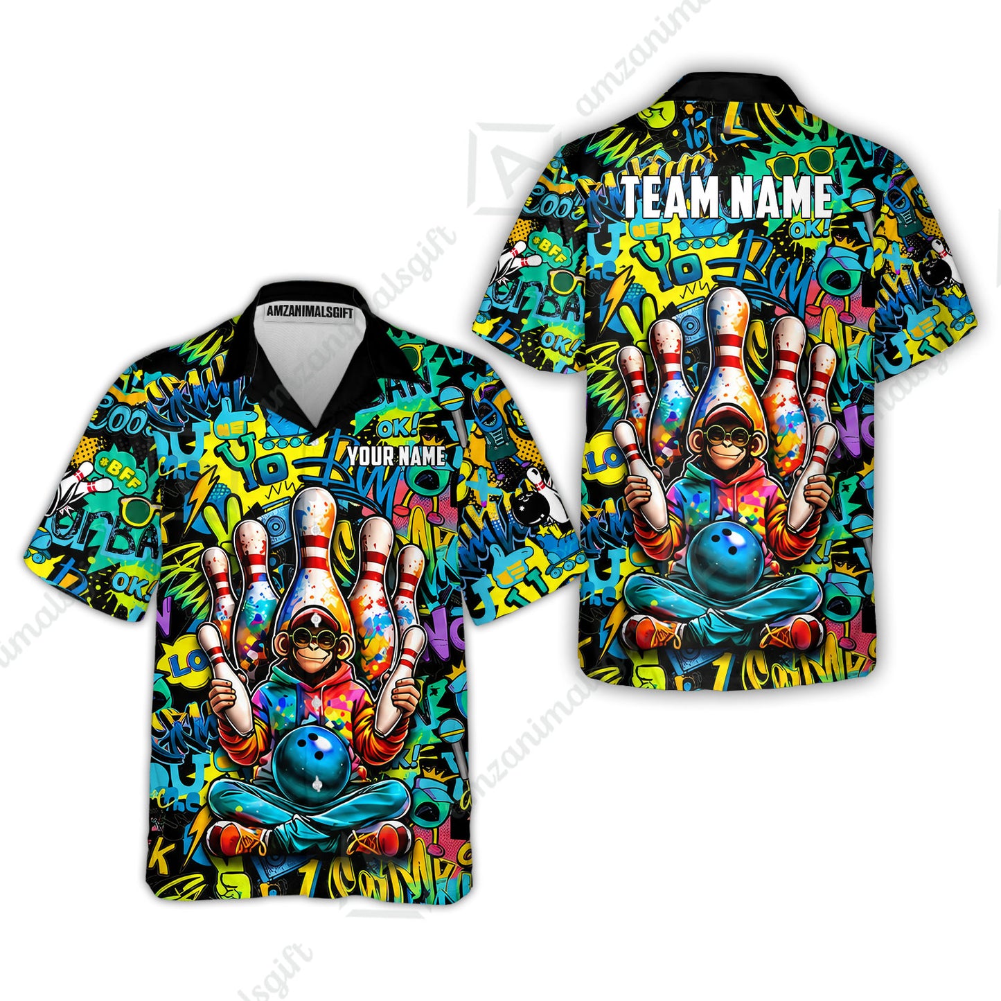 Custom Bowling Jersey Polo Shirt, Master Monkey Juggling, Custom Bowling Jersey Team Shirt For Players With Name & Team Name