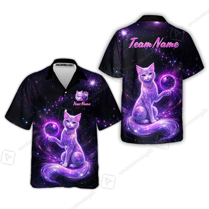 Custom Bowling Jersey Polo Shirt, Magical Kitty Bowling Custom Bowling Jersey Team Shirt For Players With Name & Team Name