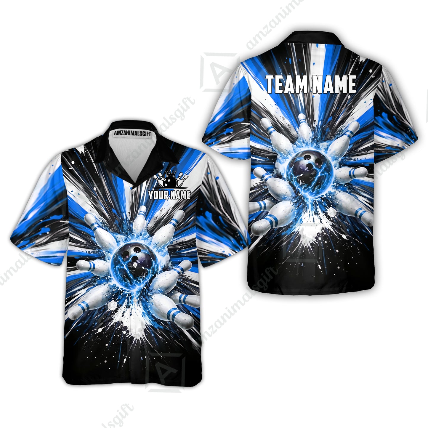 Custom Bowling Jersey Polo Shirt, Electric Burst Explosion, Custom Bowling Jersey Team Shirt For Players With Name and Team Name