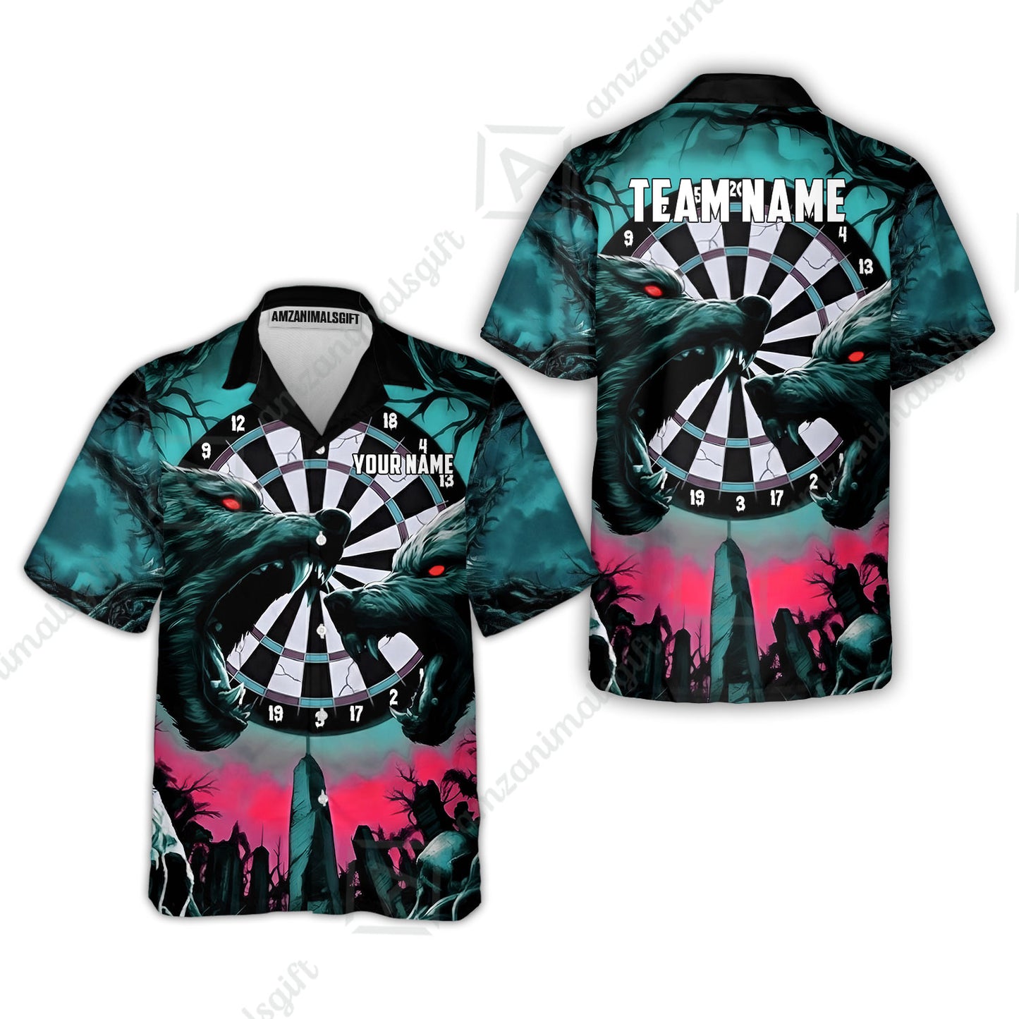 Custom Darts Team Jersey, Personalized Black Forest Wolves Dart Polo Shirt For Players With Name & Team Name