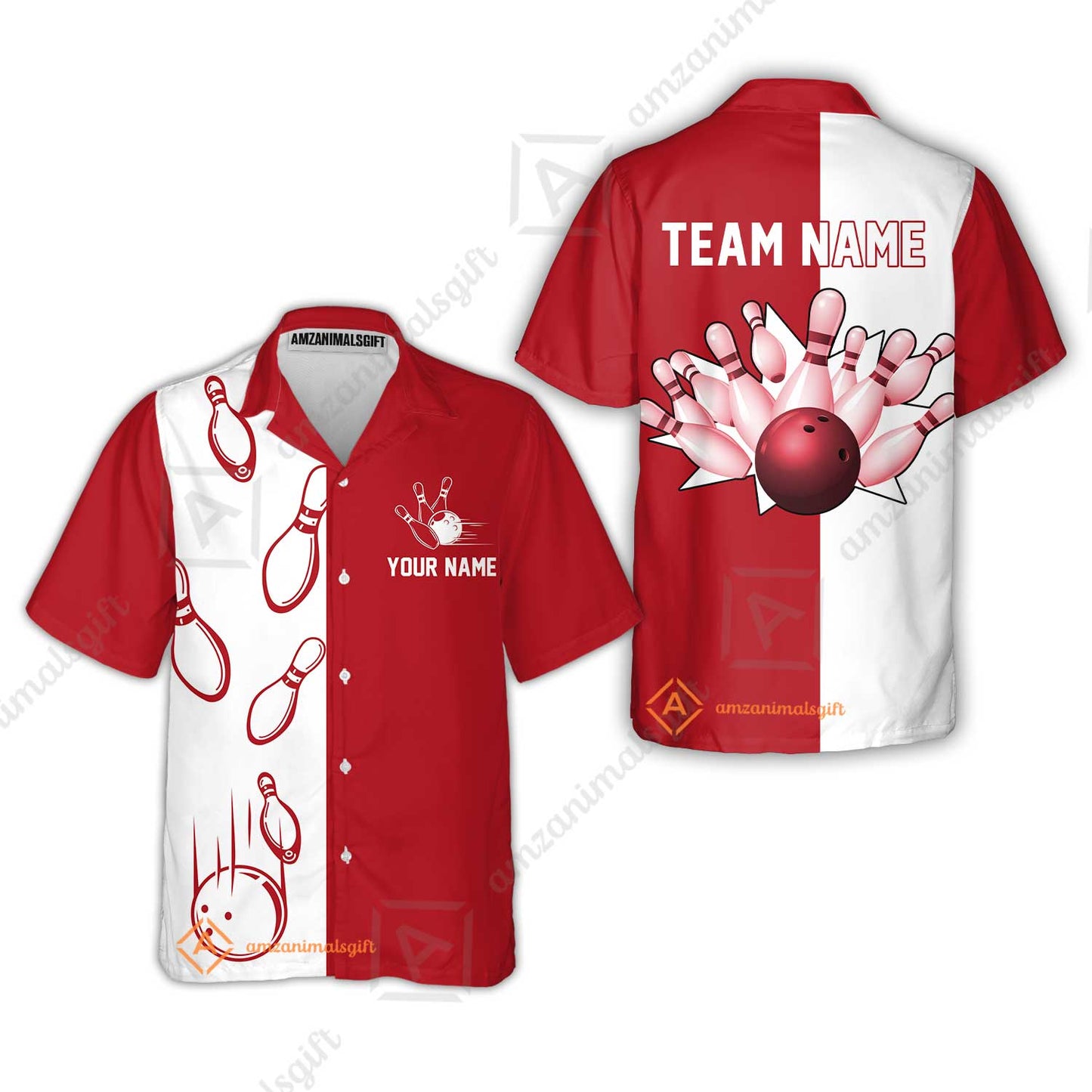 Custom Bowling Polo Shirts, Red And White Retro Vintage Bowling Polo Shirts For Men Custom Bowling Team Jerseys