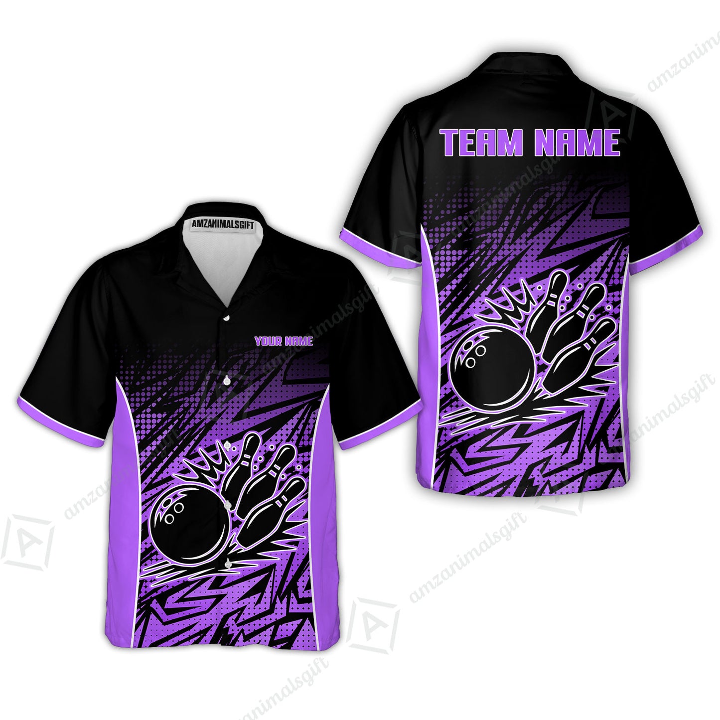 Customized Bowling Unisex Polo Shirt, Abstract Sameless Pattern Color Bowling Uniforms, Personalized Name And Team Name