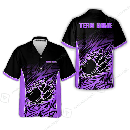 Customized Bowling Unisex Polo Shirt, Abstract Sameless Pattern Color Bowling Uniforms, Personalized Name And Team Name