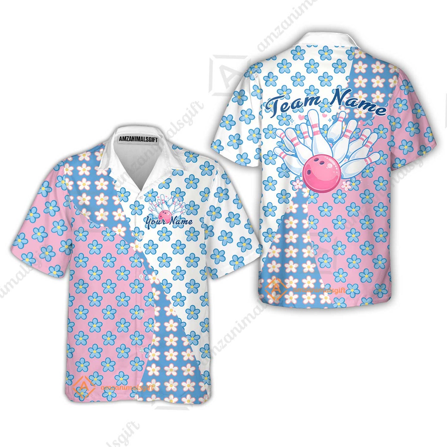 Custom Bowling Jersey Polo Shirt, Pastel Retro Flower Power Bloom, Custom Bowling Jersey Team Shirt For Players With Name and Team Name