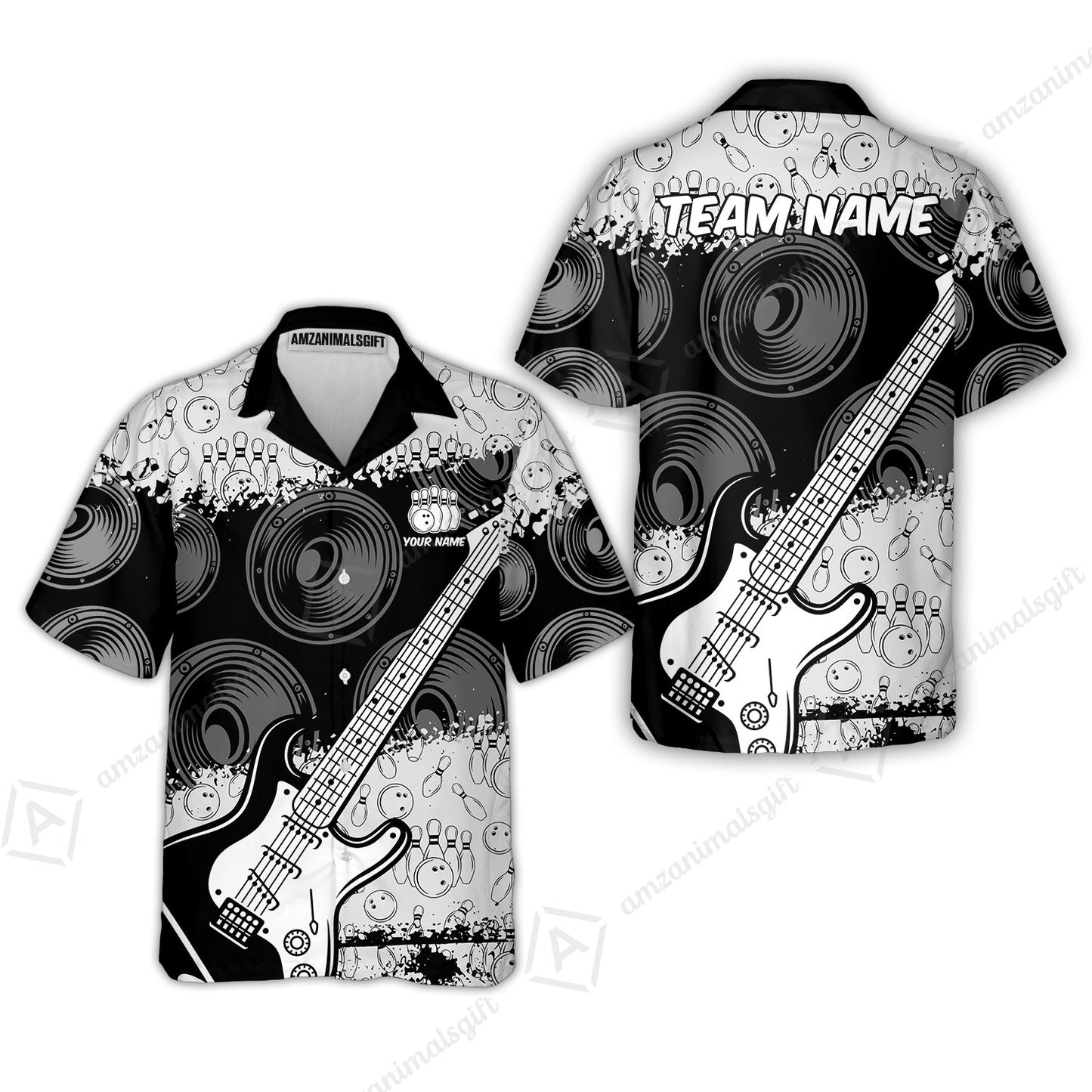 Customized Bowling Unisex Polo Shirt, Guitar Speaker Bowling, Bowling Uniform - Personalized Name Team Name For Bowlers