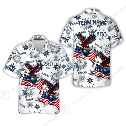 Custom Bowling Jersey Polo Shirt, USA 250 Years of Independence Bowling, Custom Bowling Jersey Team Shirt For Players With Name and Team Name