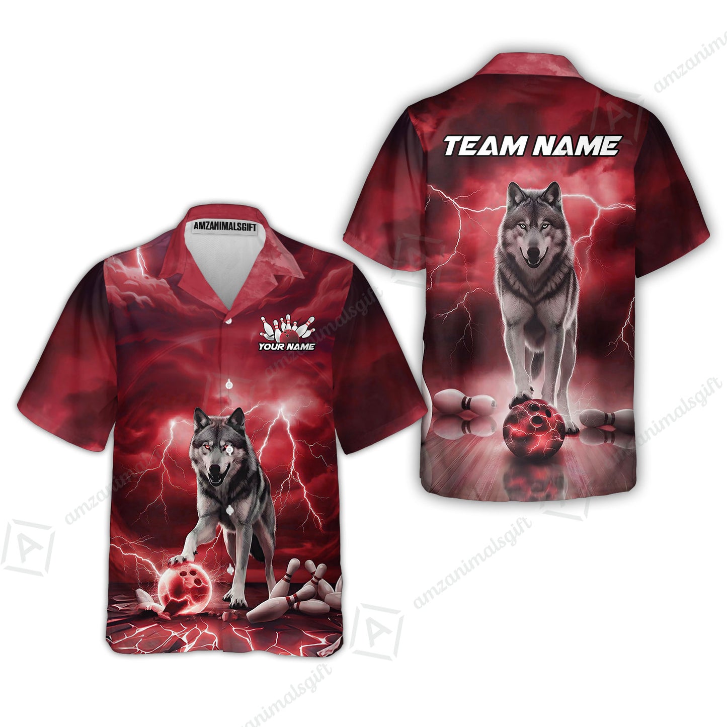 Custom Bowling Jersey Polo Shirt, Electric Wolf Bowling Custom Bowling Jersey Team Shirt For Players With Name & Team Name