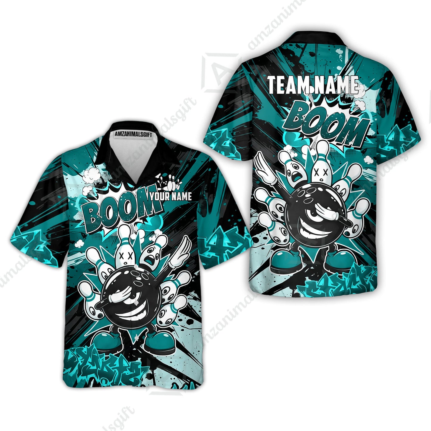 Custom Bowling Jersey Polo Shirt, Dabbing Cartoon Monster, Custom Bowling Jersey Team Shirt For Players With Name & Team Name