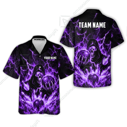 Custom Bowling Jersey Polo Shirt, Lightning Grim Reaper, Custom Bowling Jersey Team Shirt For Players With Name & Team Name