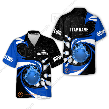 Customized Bowling Jersey Shirt, Bowling Ball And Pins Vortex Pattern Multicolor Customized Name And Team Name For Bowling Team