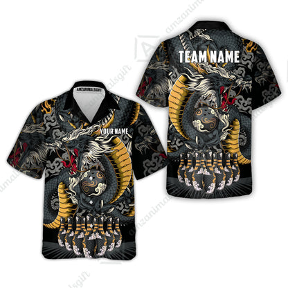Custom Bowling Jersey Polo Shirt, Oriental Jade Dragon & Classic Clouds, Custom Bowling Jersey Team Shirt For Players With Name & Team Name