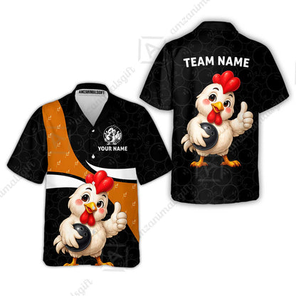 Custom Bowling Jersey Polo Shirt, Happy Chick, Custom Bowling Jersey Team Shirt For Players With Name and Team Name