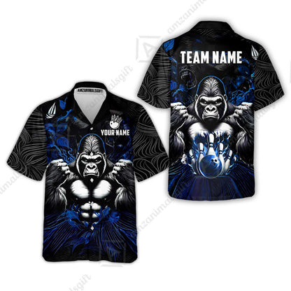 Custom Bowling Jersey Polo Shirt, Furious Gorilla Mascot, Custom Bowling Jersey Team Shirt For Players With Name & Team Name