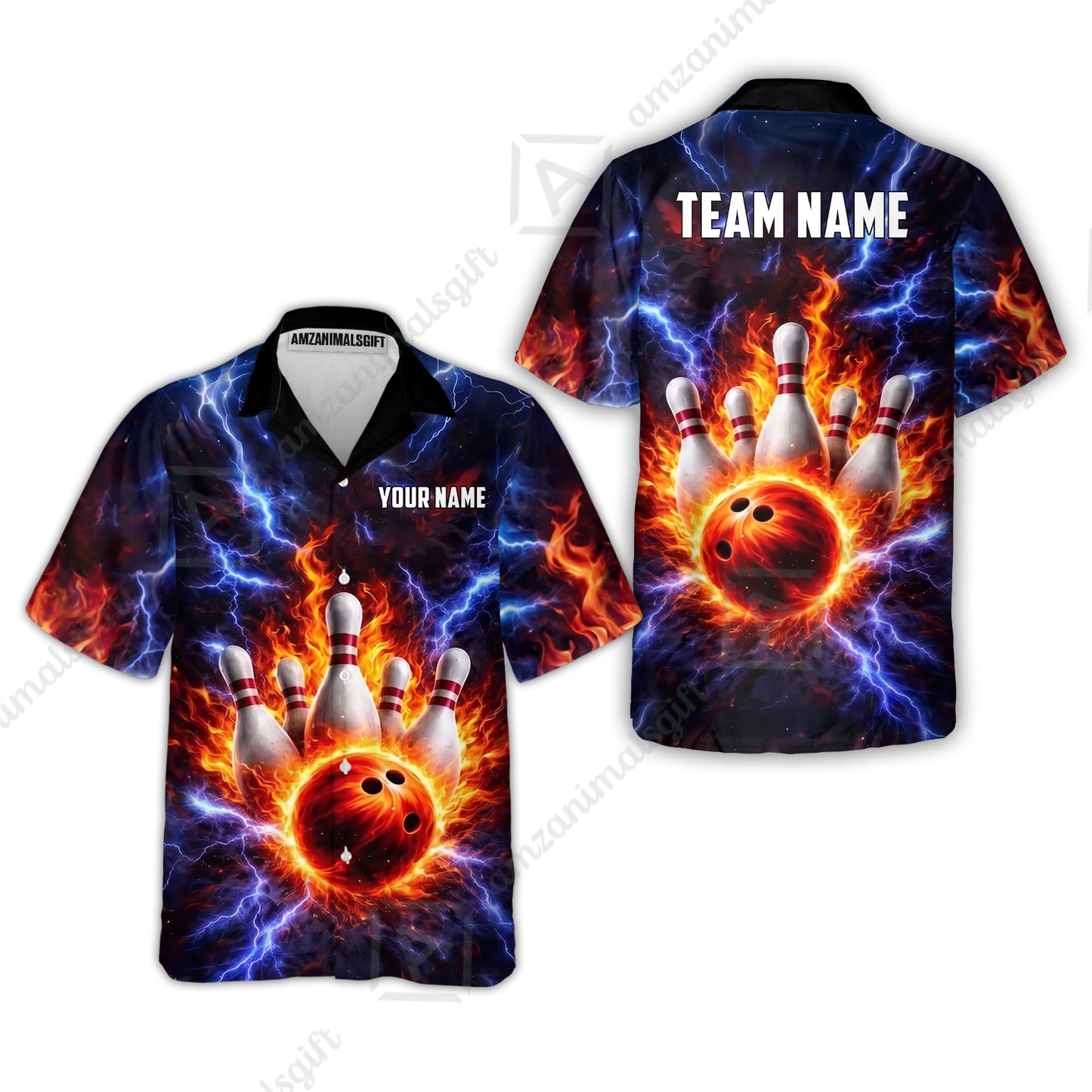 Custom Bowling Jersey Polo Shirt, Electric Lightning Storm Bowling, Custom Bowling Jersey Team Shirt For Players With Name and Team Name