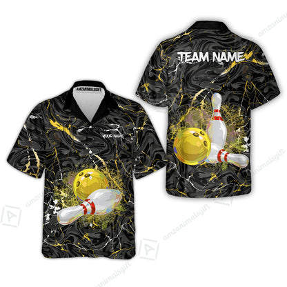 Customized Bowling Unisex Polo Shirt, Swirling Marbled Pattern Vibrant Veins, Bowling Uniforms, Personalized Name And Team Name